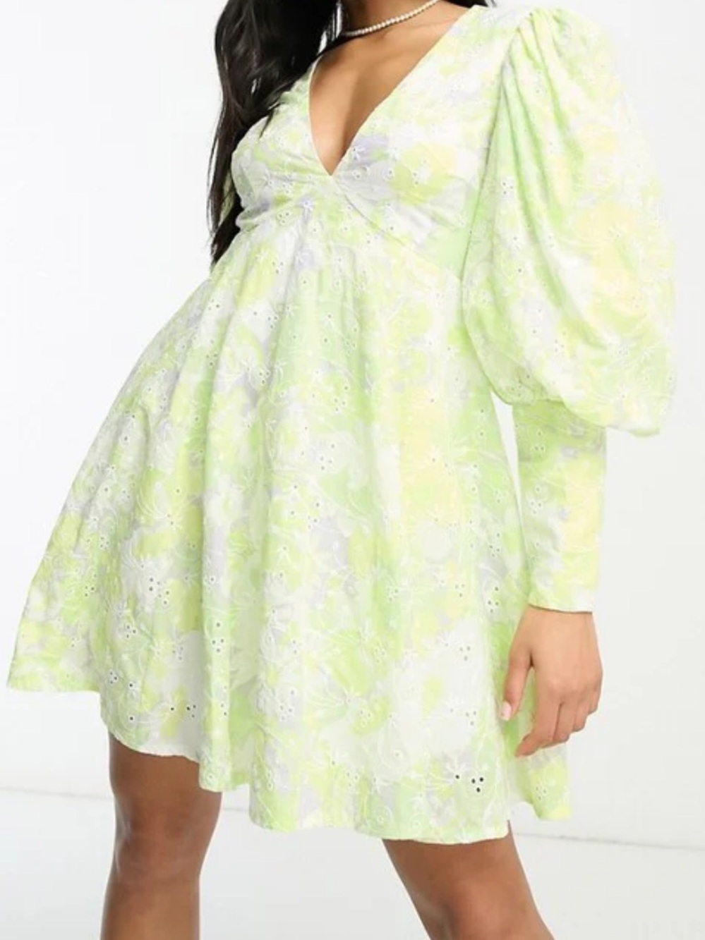 ASOS Light Green and Yellow Floral Dress